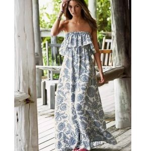 Victoria’s Secret White and Blue Strapless Maxi